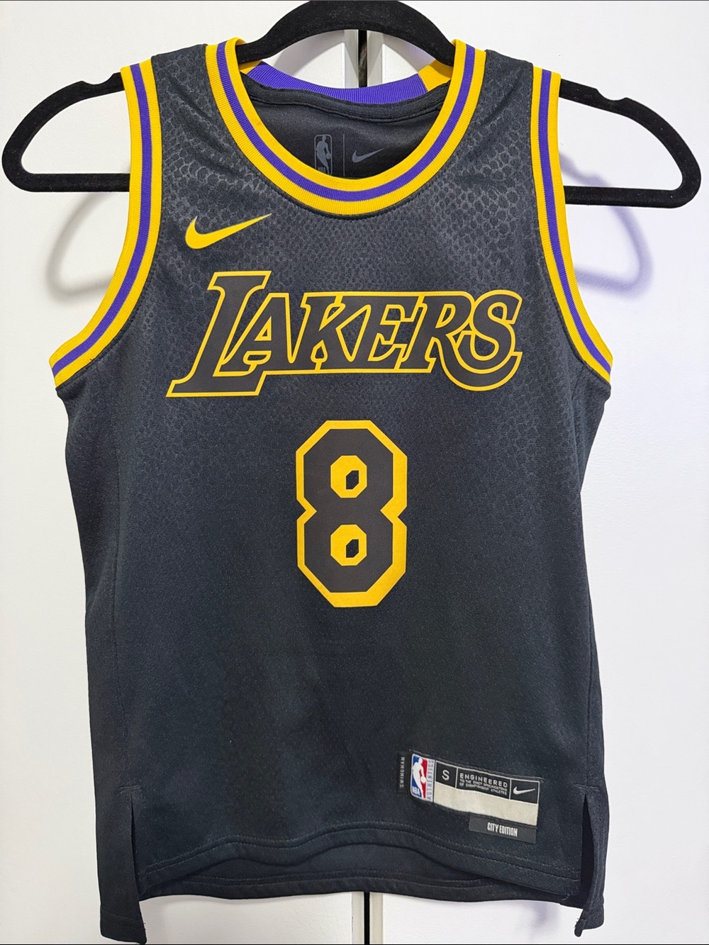 Nike Kids Black Lakers #8 Jersey with Yellow & Purple Trim